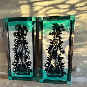 New 5ft Set of professionally chrome framed paintings by the late BrandiMichelle